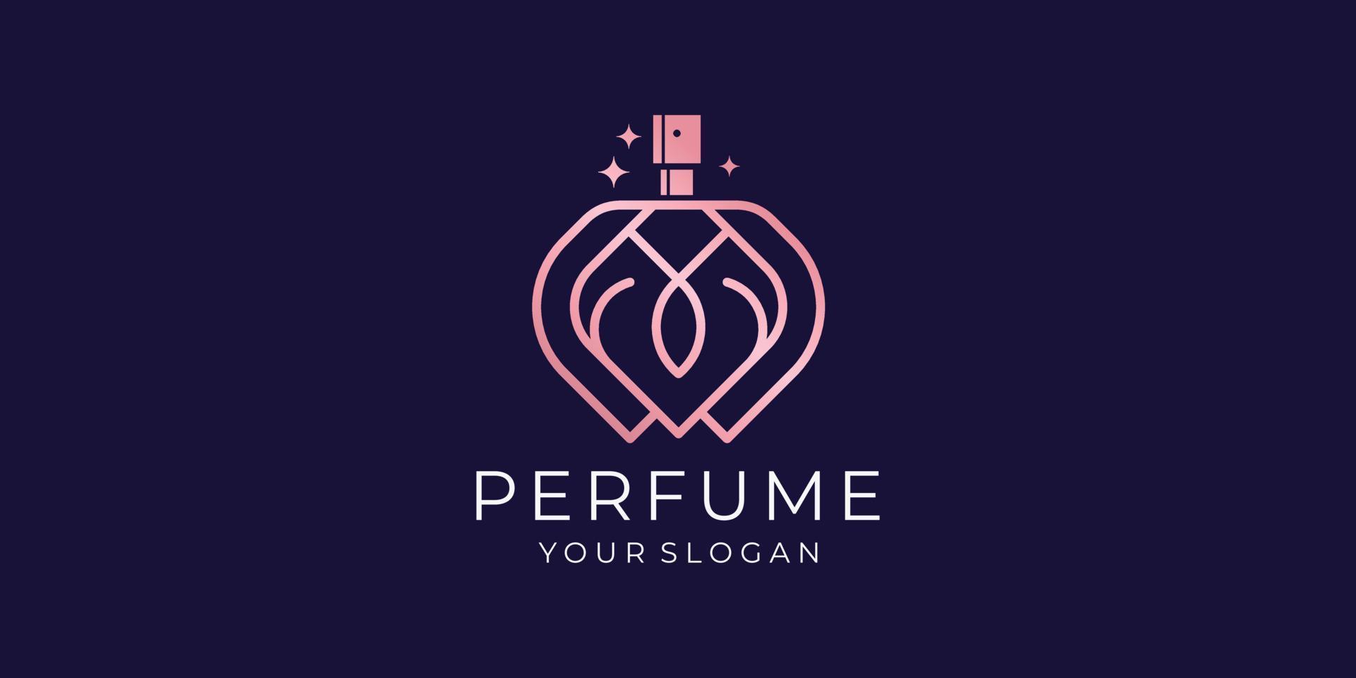 diseño de plantilla de logotipo de perfume de lujo de oro rosa premium.vector premium vector