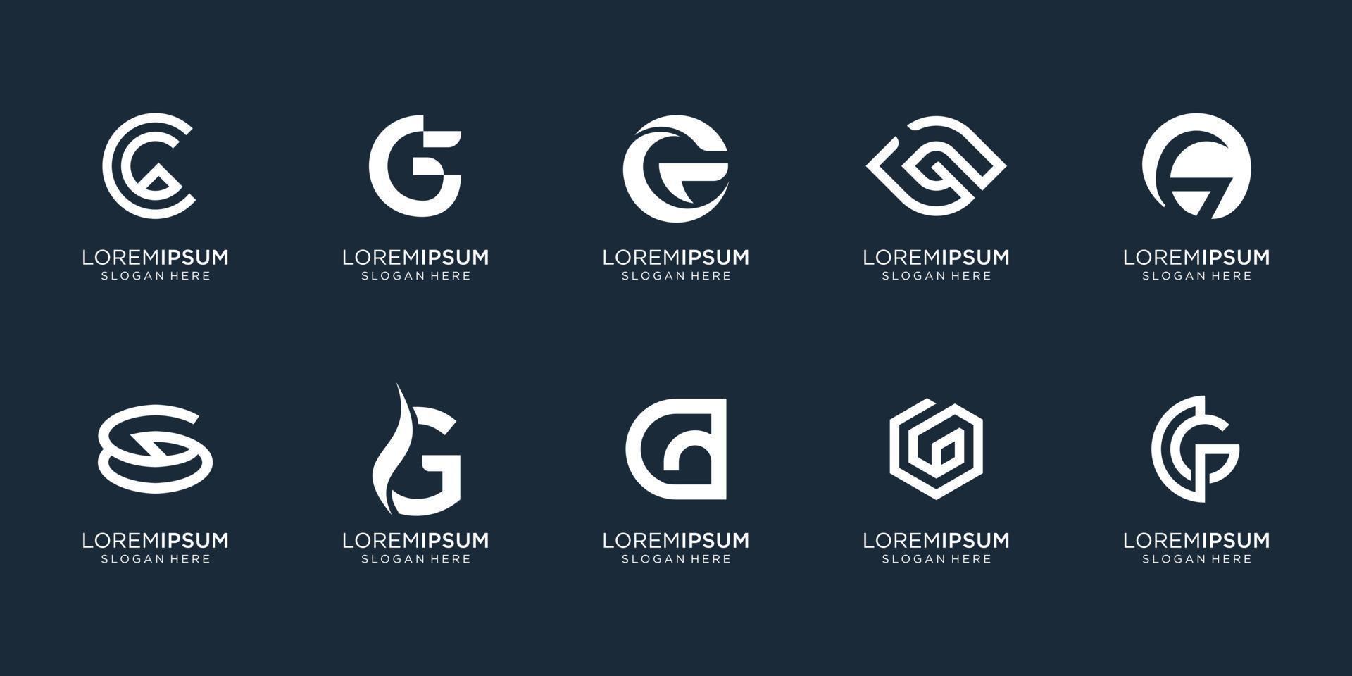 set of initial G logo template be used for business company, identity, corporate, technology. collection monogram g design. Premium vector