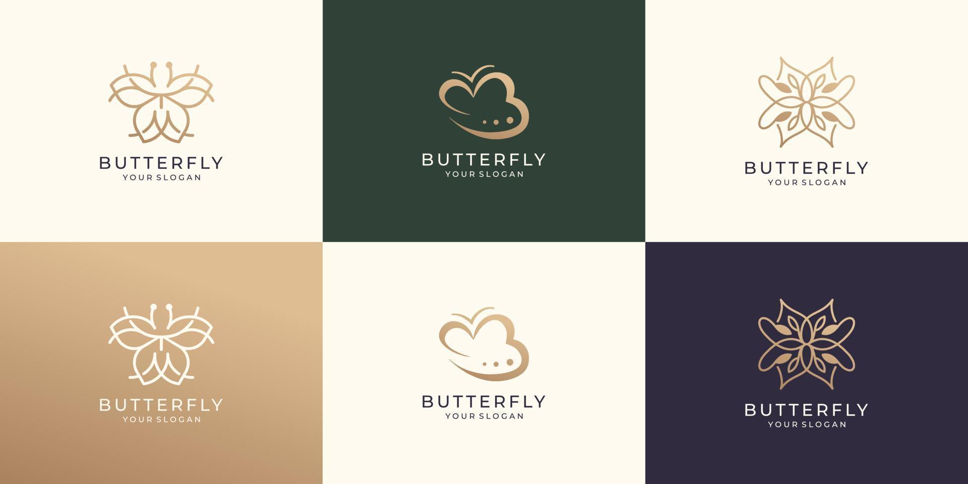 conjunto de plantilla de logotipo de mariposa abstracta. vector premium