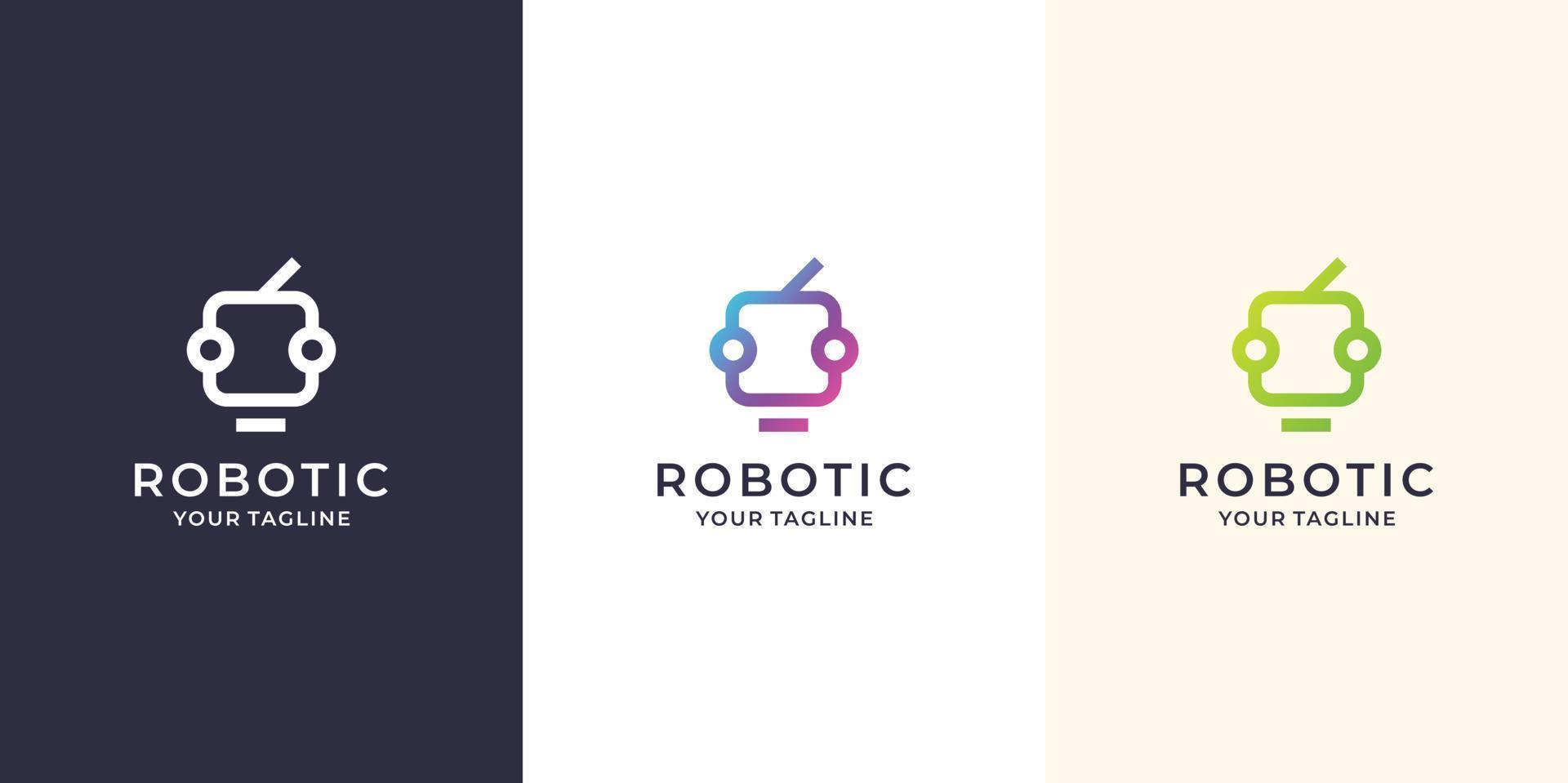 robotic logo design in modern style.premium vector