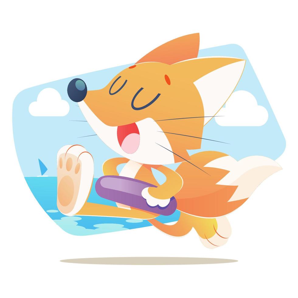 Cartoon fox on vacation vector