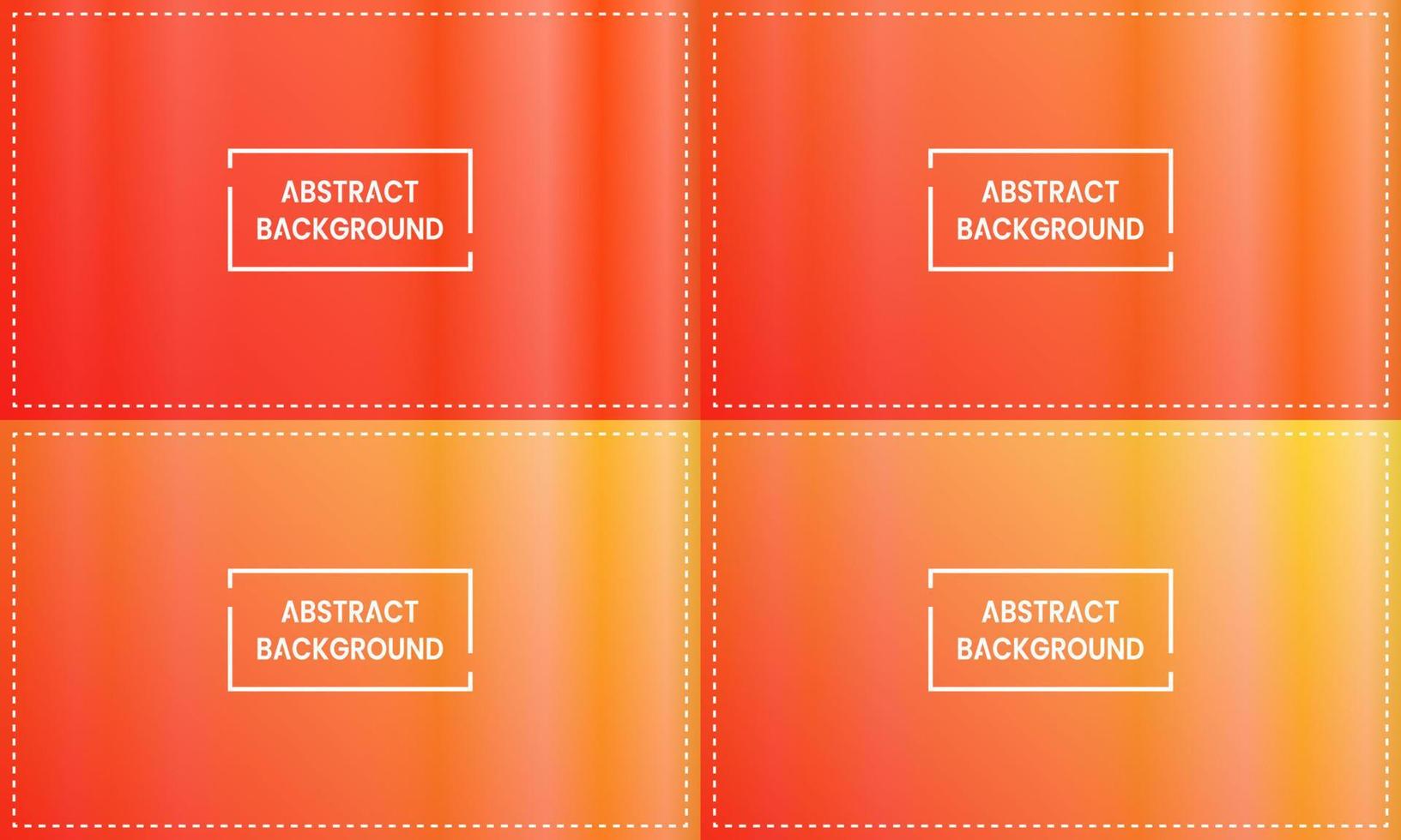 four sets of orange, yellow and red gradient. abstract background with vertical shining and frame. simple, modern and color. use for homepage, backgdrop, wallpaper, cover, poster, banner or copy space vector