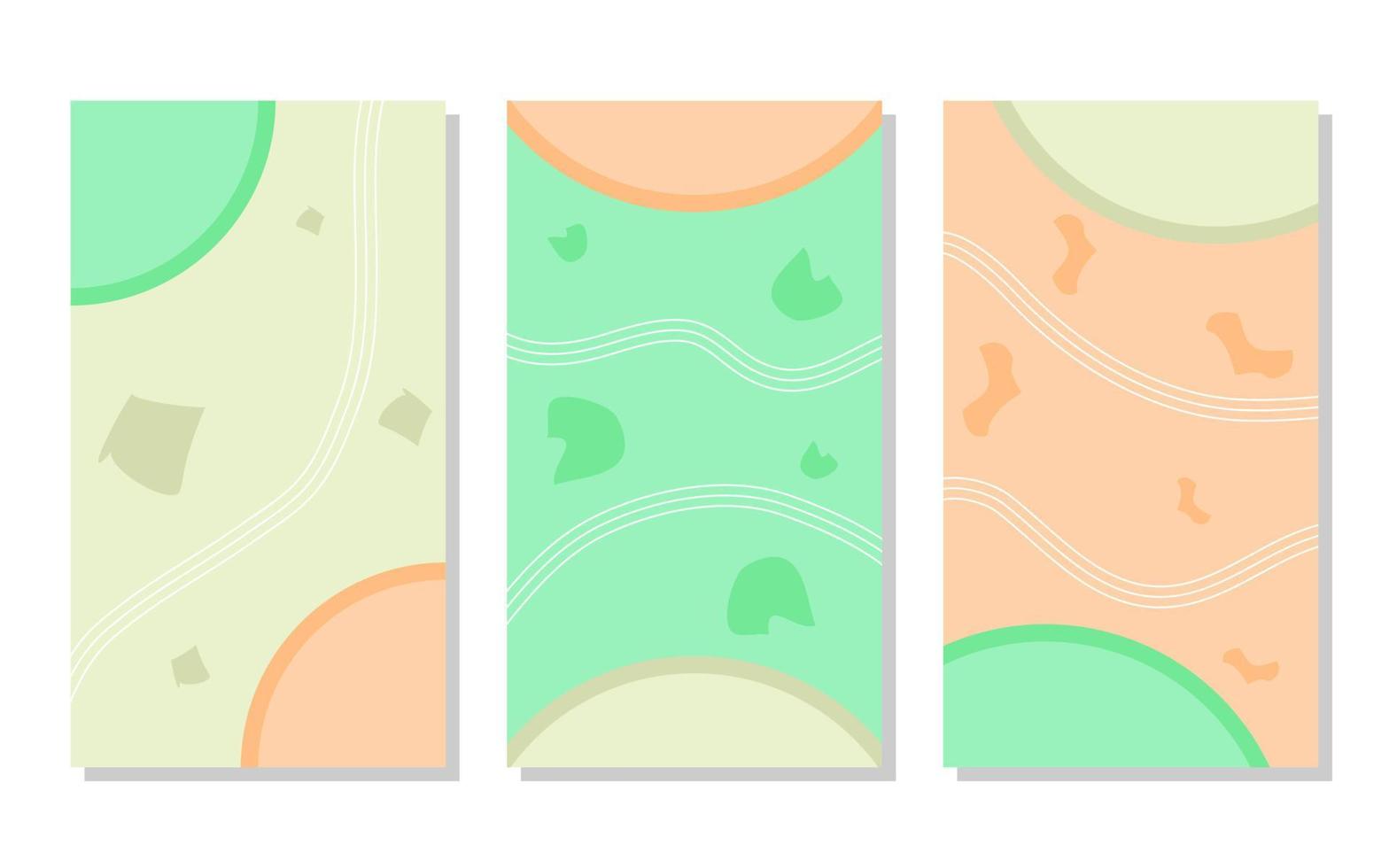 conjunto de verde, gris y naranja. fondo abstracto alegre con color pastel. concepto simple, plano y colorido. utilizado para papel tapiz, telón de fondo, historias de medios sociales, espacio de copia y afiche vector