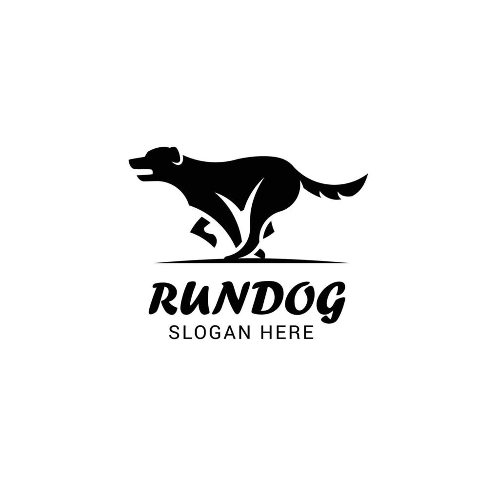 plantilla de logotipo de perro corriendo aislada sobre fondo blanco vector