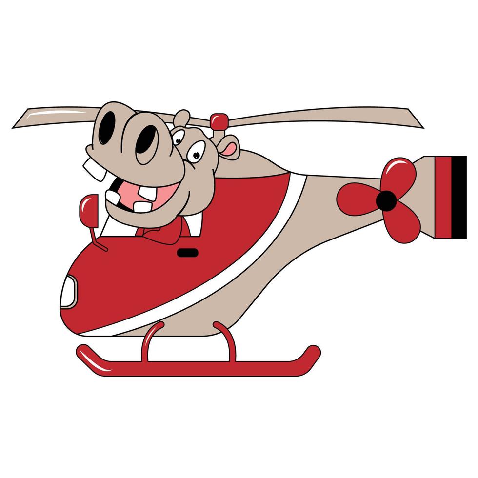 cute animal cartoon ride helicopter vector