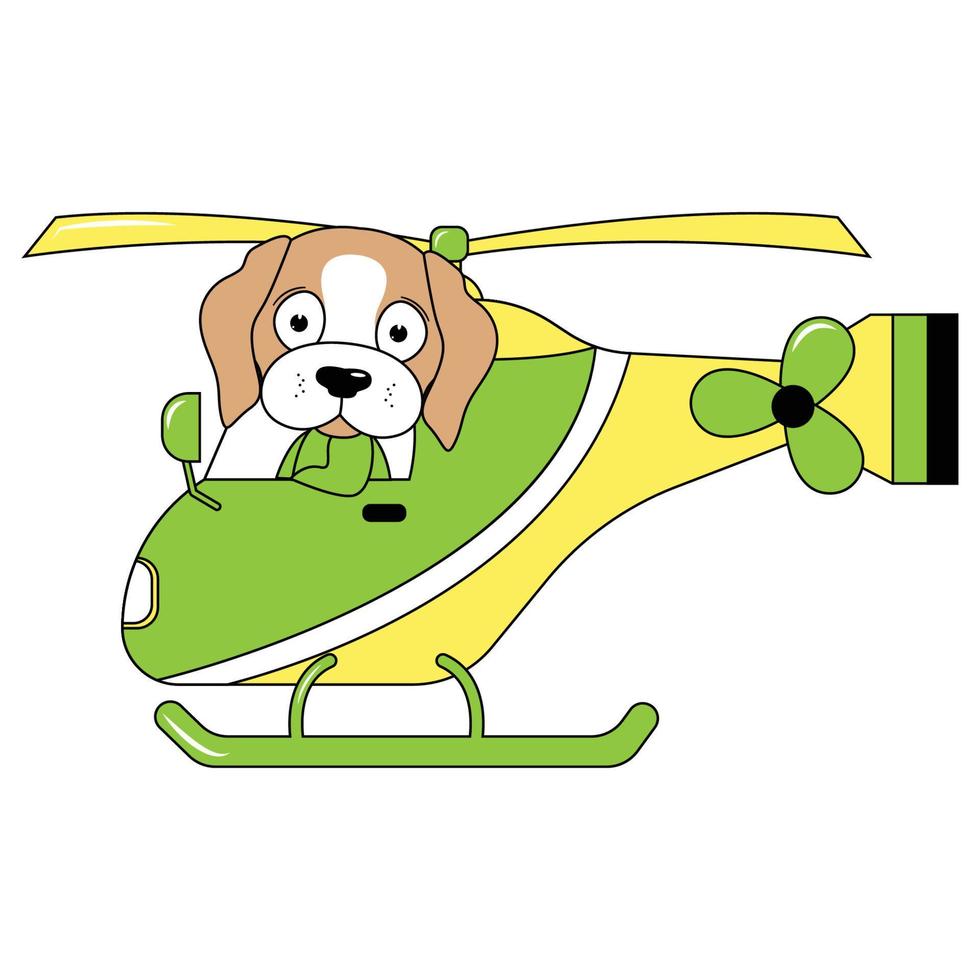 cute animal cartoon ride helicopter vector