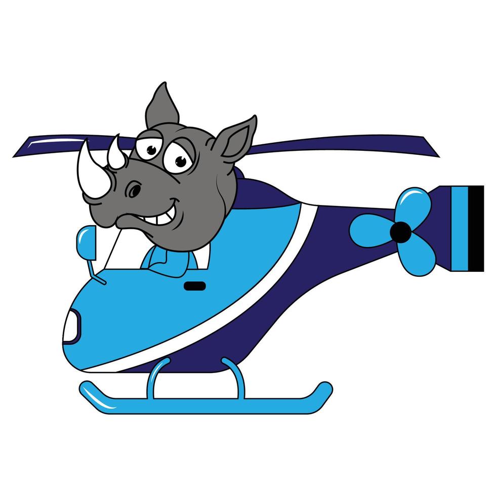 cute animal cartoon ride helicopter vector