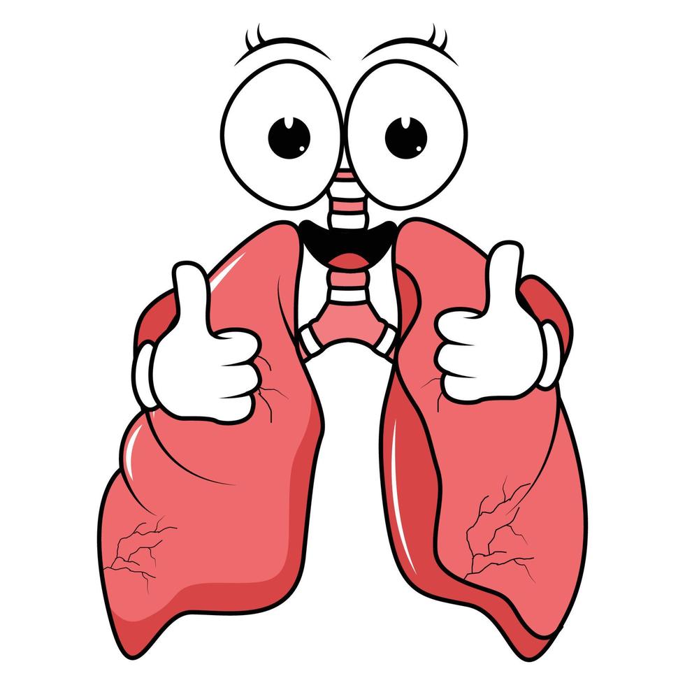 cute human lungs cartoon graphic vector