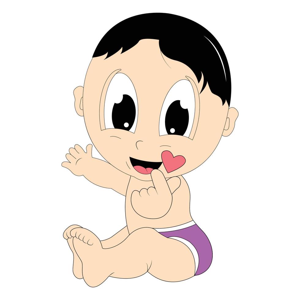 cute baby boy cartoon graphic vector