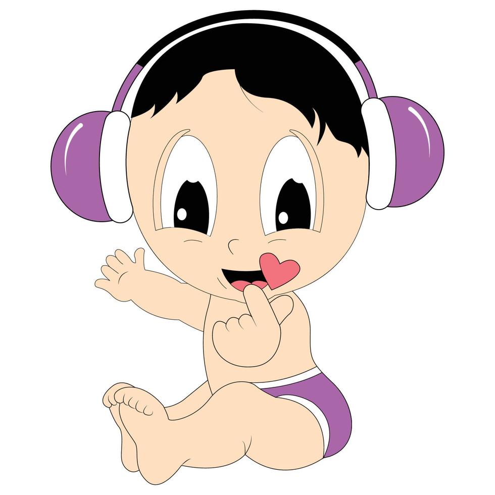cute baby boy cartoon graphic vector