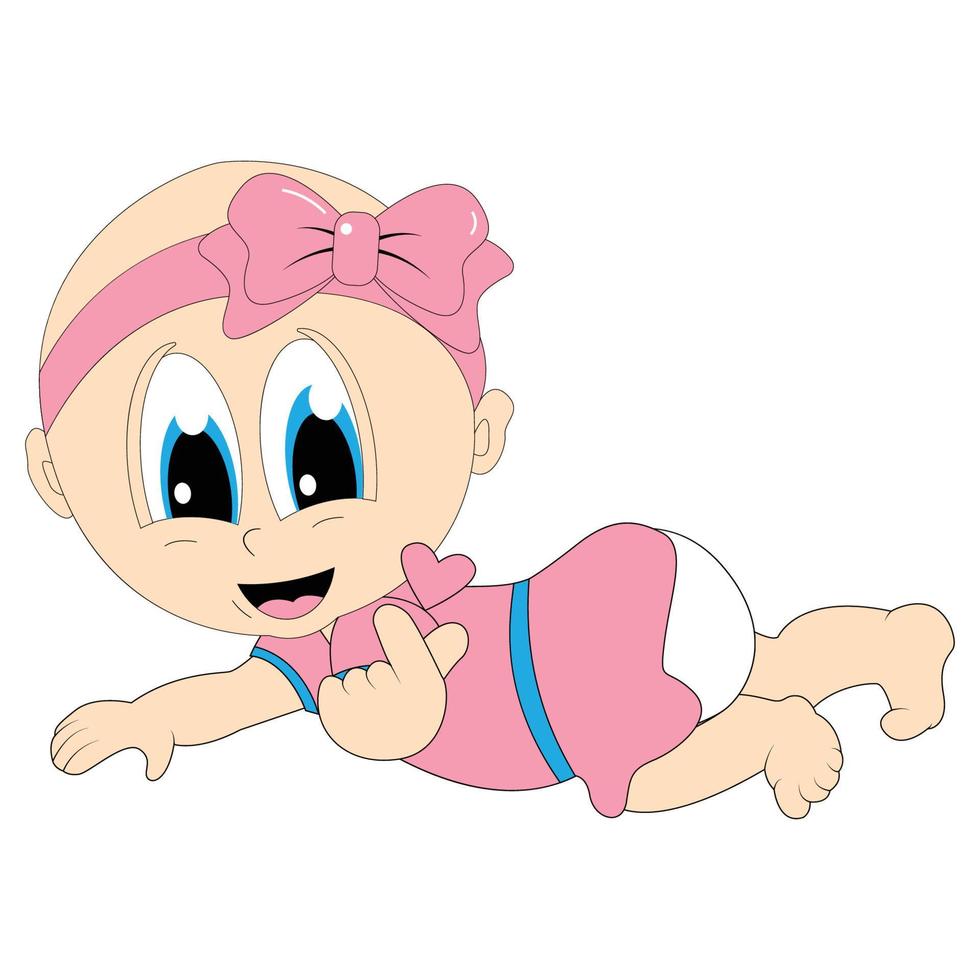 cute baby girl cartoon graphic vector