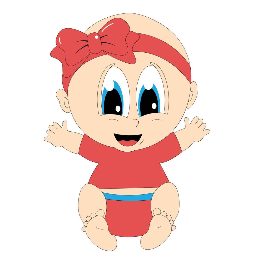 cute baby girl cartoon graphic vector