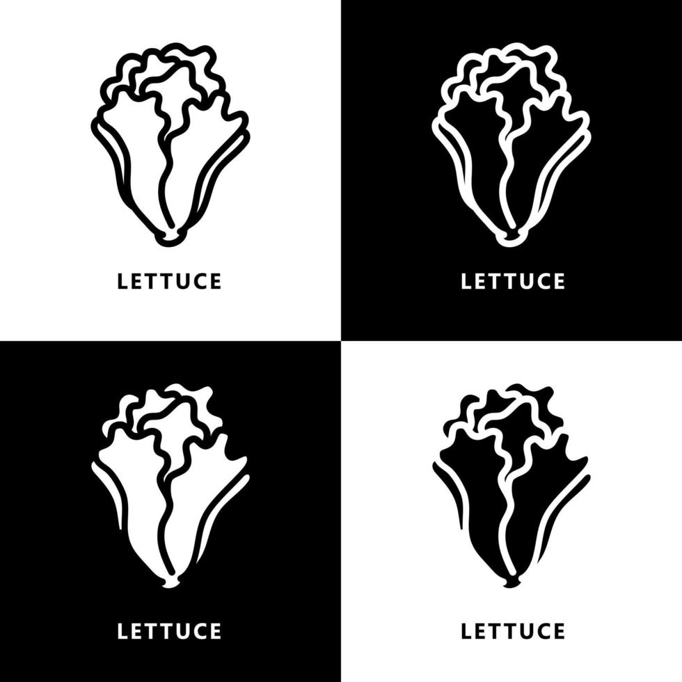 logotipo de icono de alimentos orgánicos de hoja de lechuga. vector de ilustración de símbolo vegetal saludable