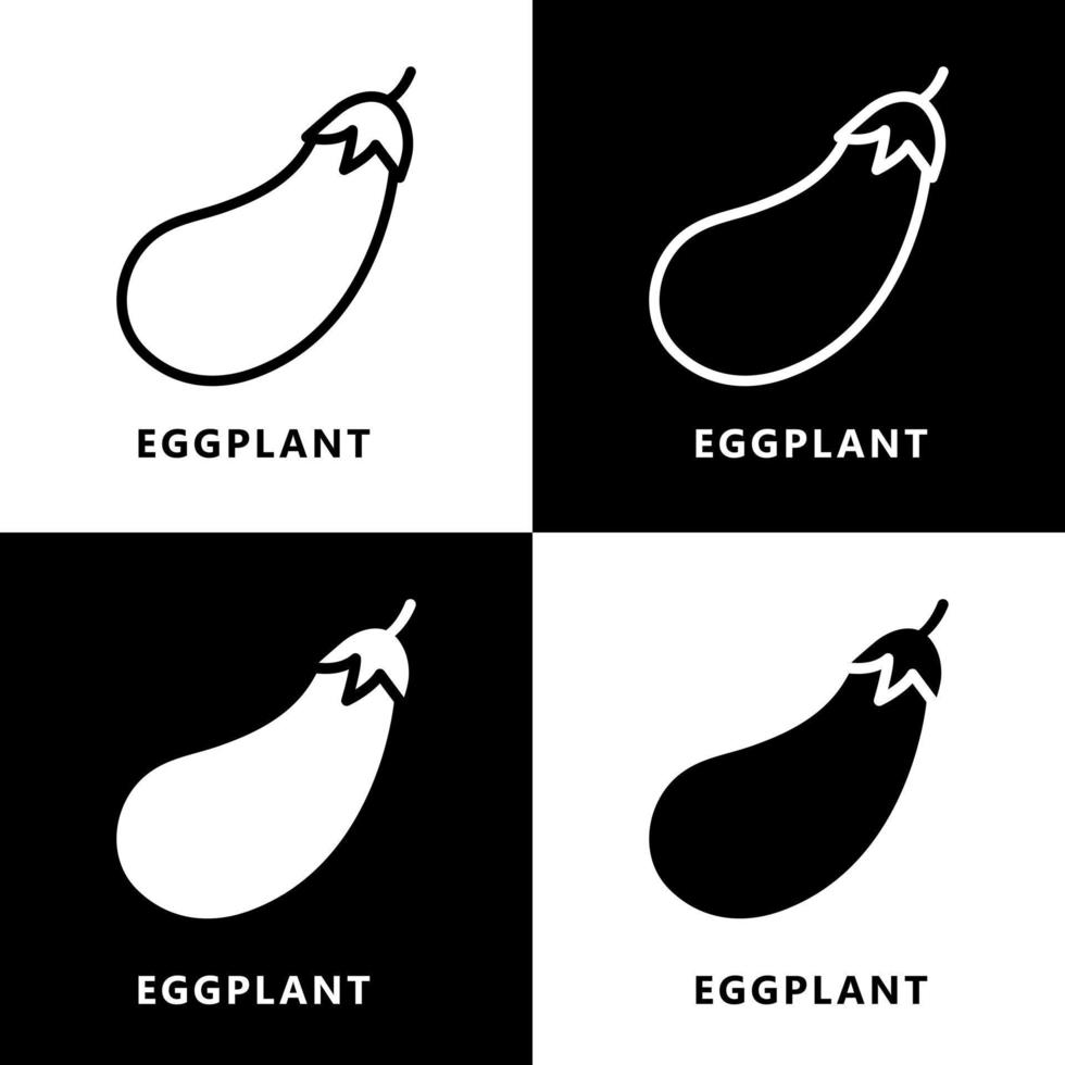 Eggplant Aubergine Icon Logo. Vegetable and Fruit Symbol Illustration Vector