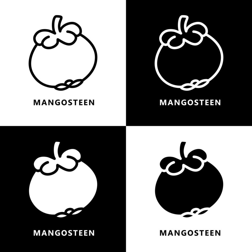 logotipo de icono de fruta tropical de mangostán. vector de ilustración de símbolo de vegetales y frutas