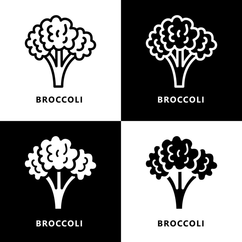 logotipo de icono de comida vegetariana orgánica saludable de brócoli. vector de ilustración de símbolo de vegetales y frutas