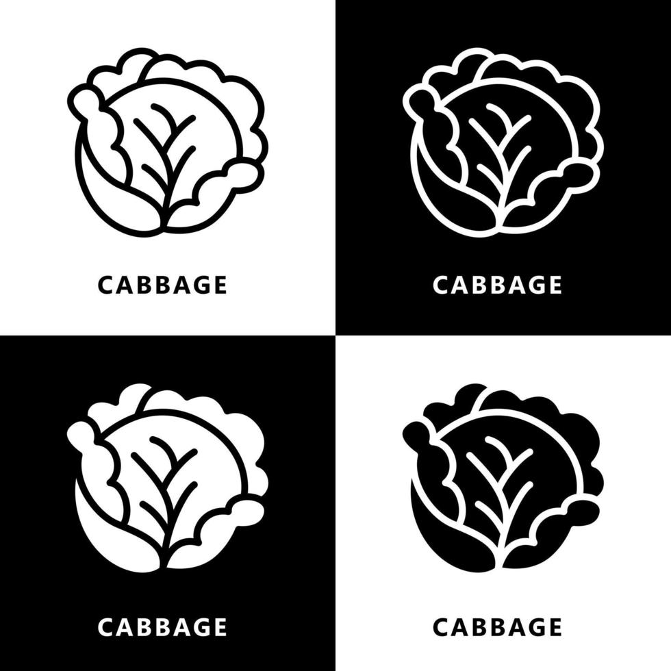 Cabbage leaves organic Icon Logo. Vegetable and Fruit Symbol Illustration Vector