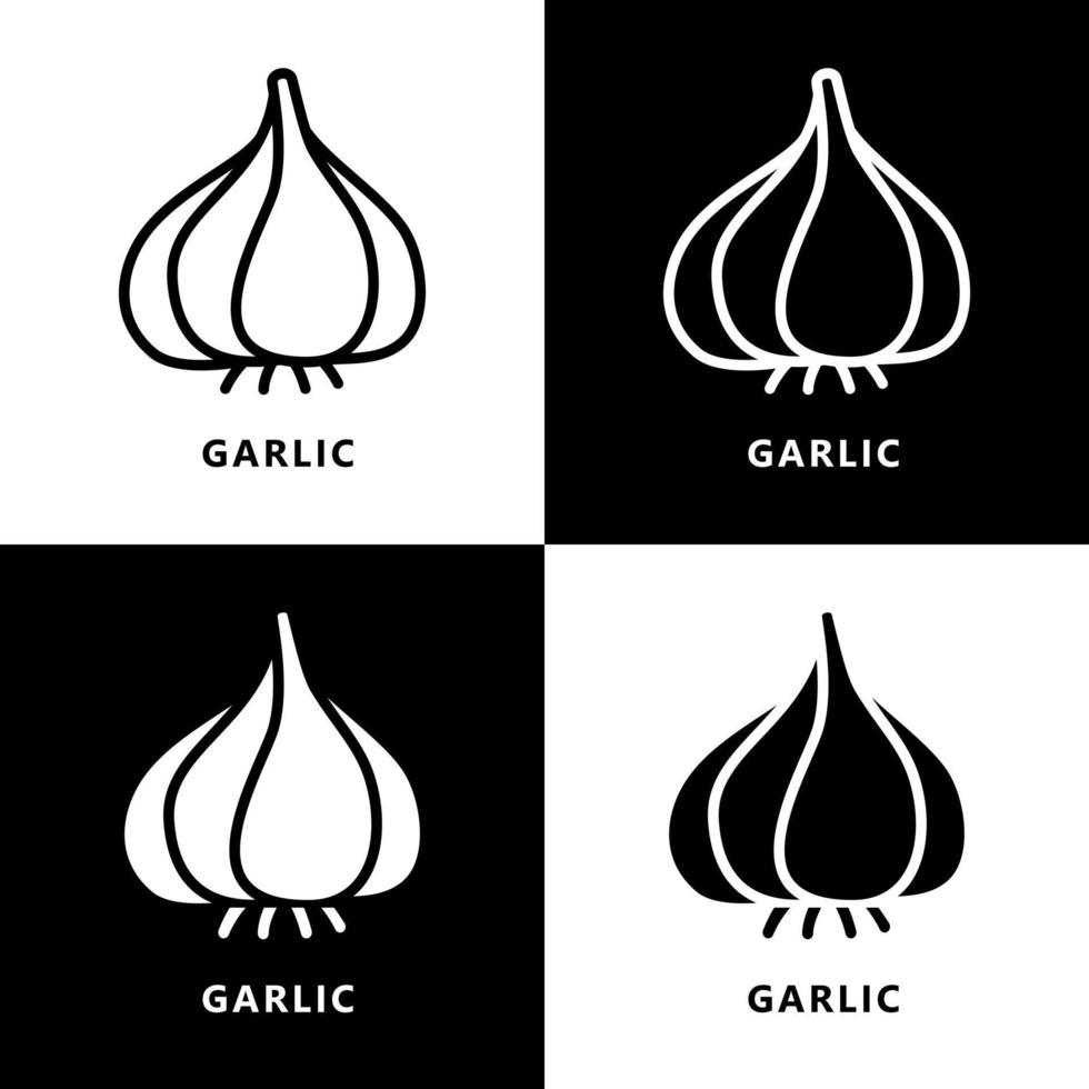Garlic Plant Cooking Spices Icon Logo. Vegetable and Fruit Symbol Illustration Vector