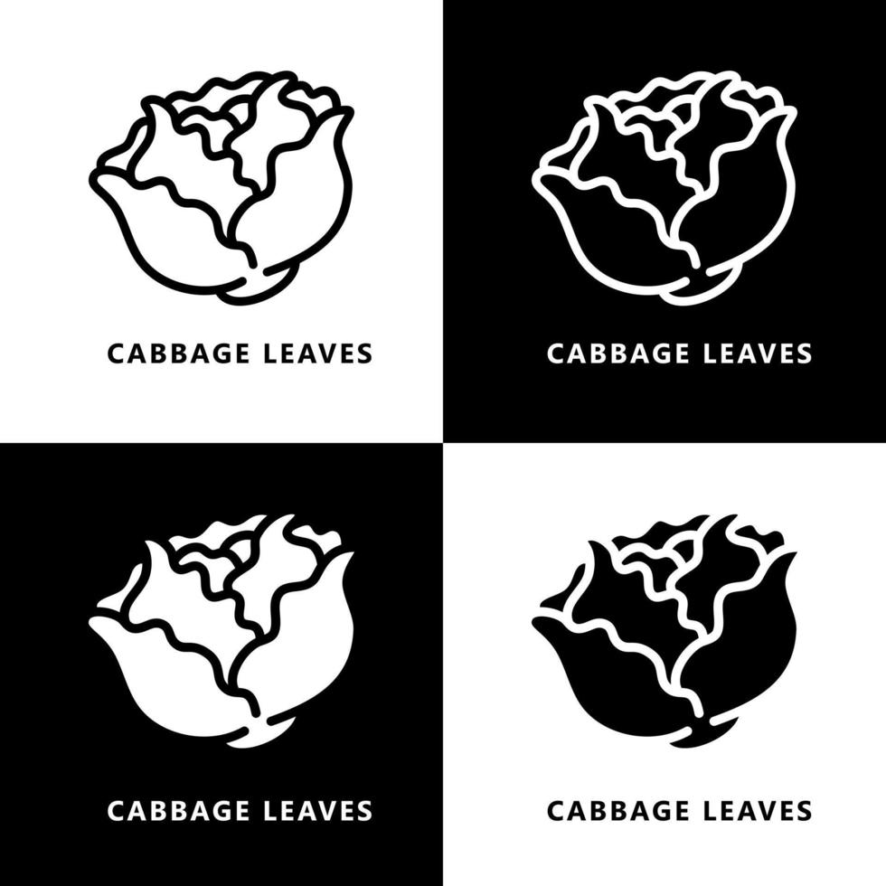 Cabbage leaves vegetables Icon Logo. Vegetable Organic Fresh Symbol Illustration Vector