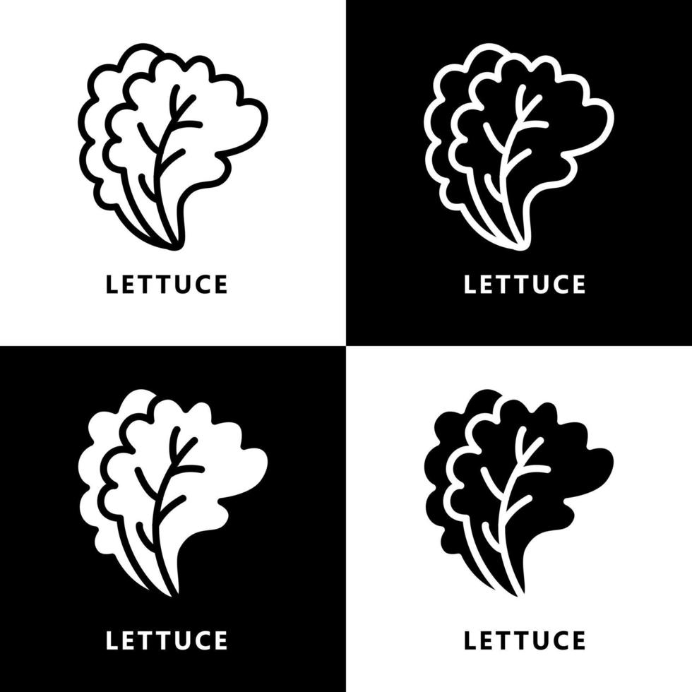 logo de icono de comida orgánica de planta de lechuga. vector de ilustración de símbolo de vegetales y frutas