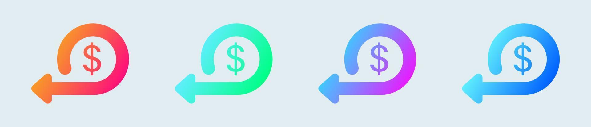 Cashback solid icon in gradient colors. Money back signs vector illustration.