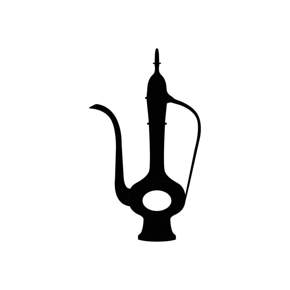 silueta de tetera árabe. elementos de diseño de iconos en blanco y negro sobre fondo blanco aislado vector