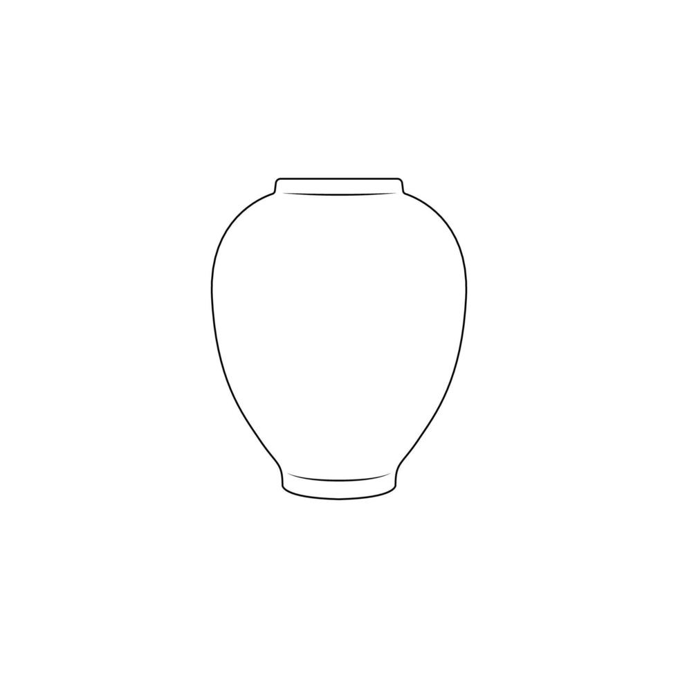 Ceramic Vase Outline Icon Illustration on White Background vector