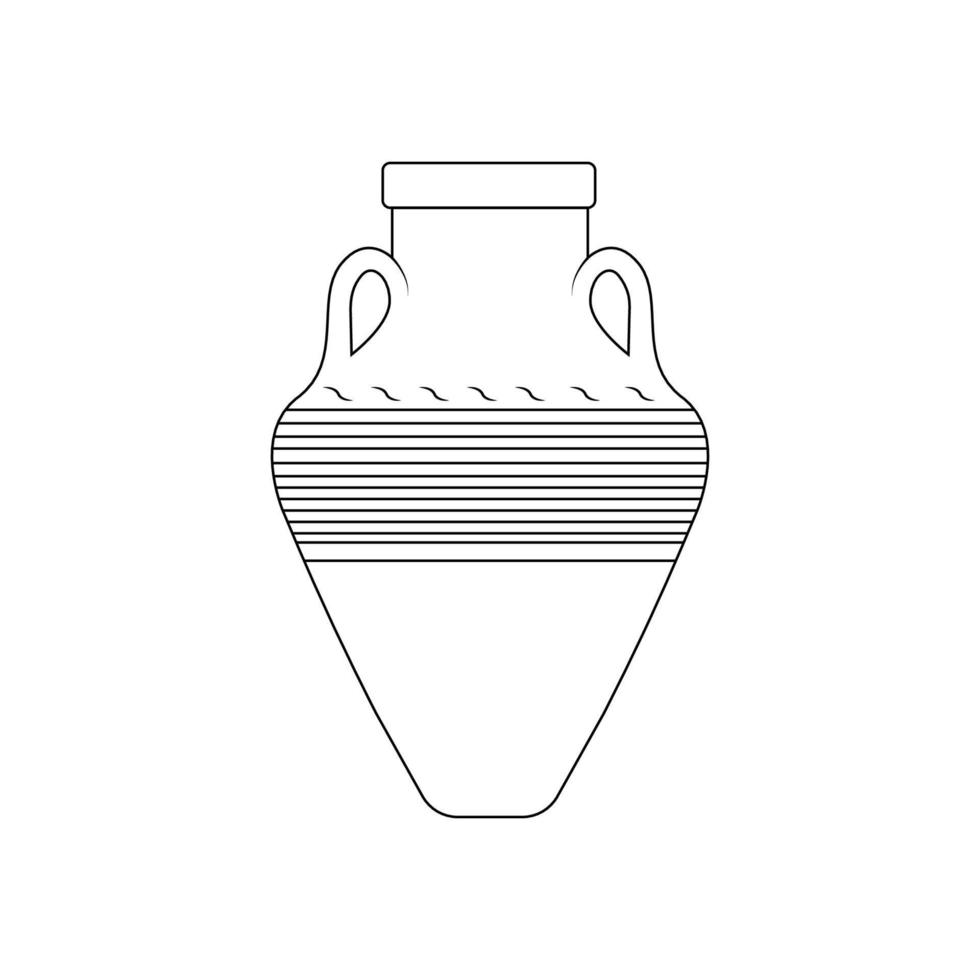 Clay Jar Outline Icon Illustration on White Background vector