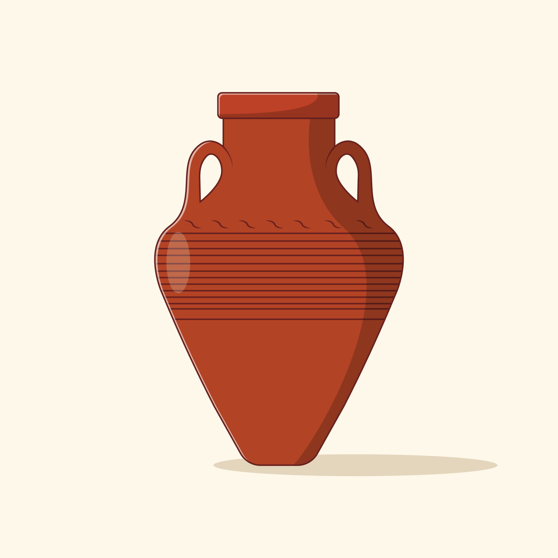 Clay Jar Vector Icon Illustration. Pottery Vector. Flat Cartoon Style