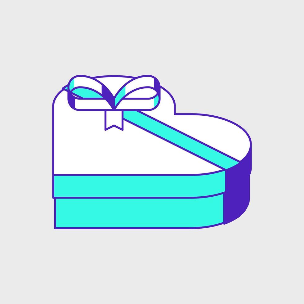 Heart-shaped chocolate box isometric vector icon illustration