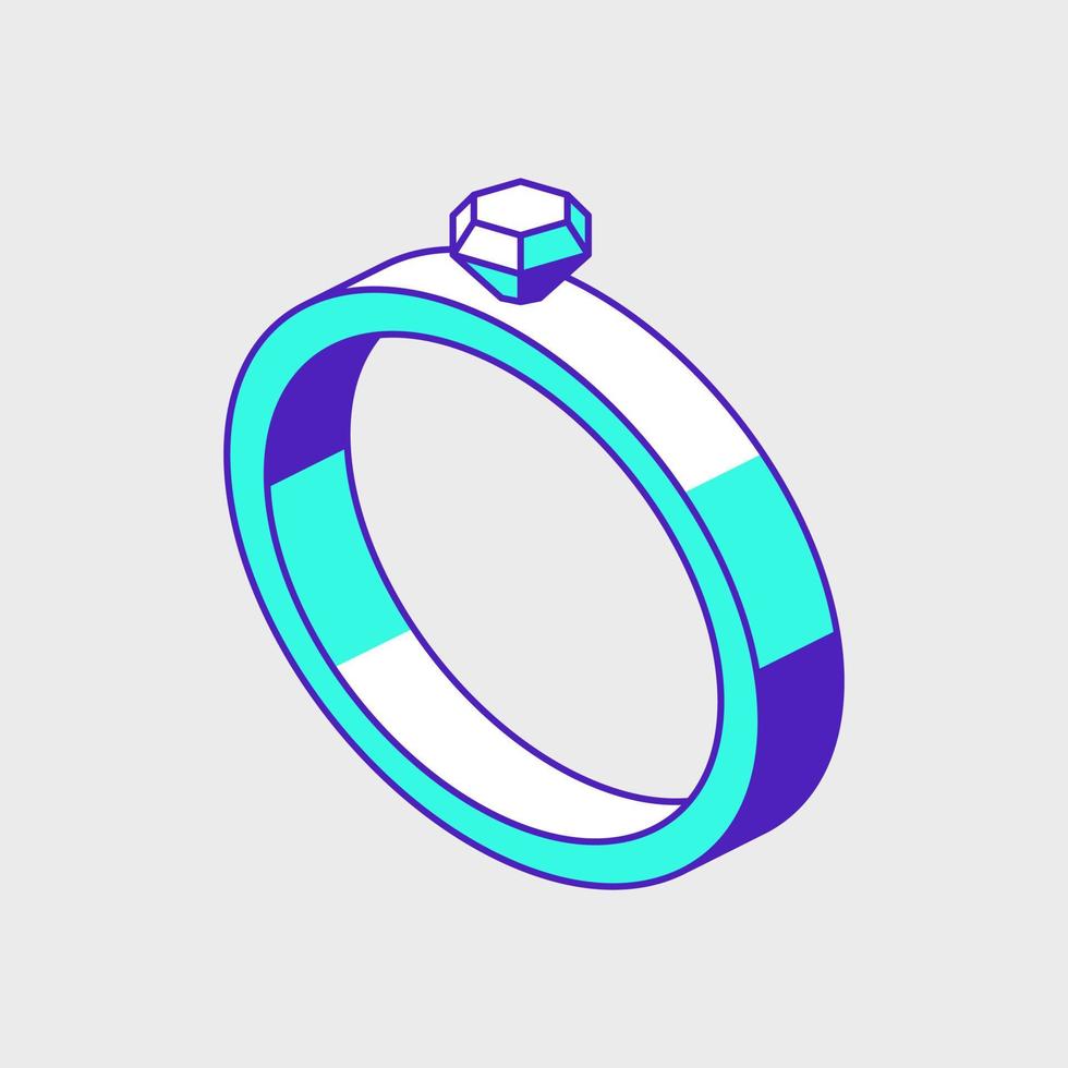 Diamond ring isometric vector icon illustration