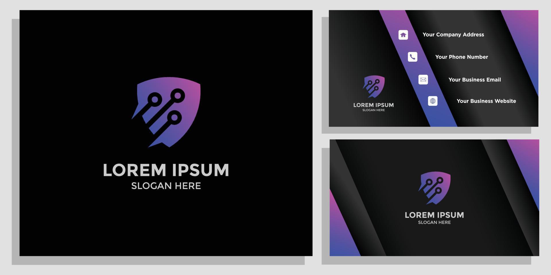 logo design shield and branding card vector