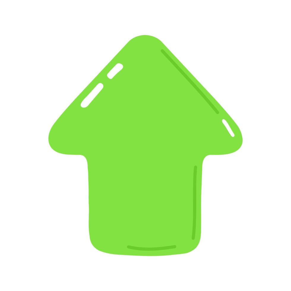 Cute funny green arrow icon. Vector hand drawn cartoon kawaii character illustration icon. Isolated on white background. Green arrow up direction