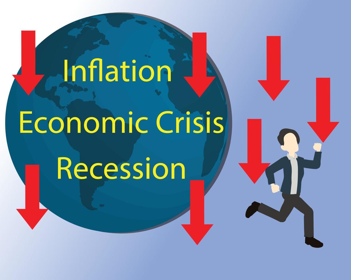 crisis económica mundial recesión inflación 2023 vector