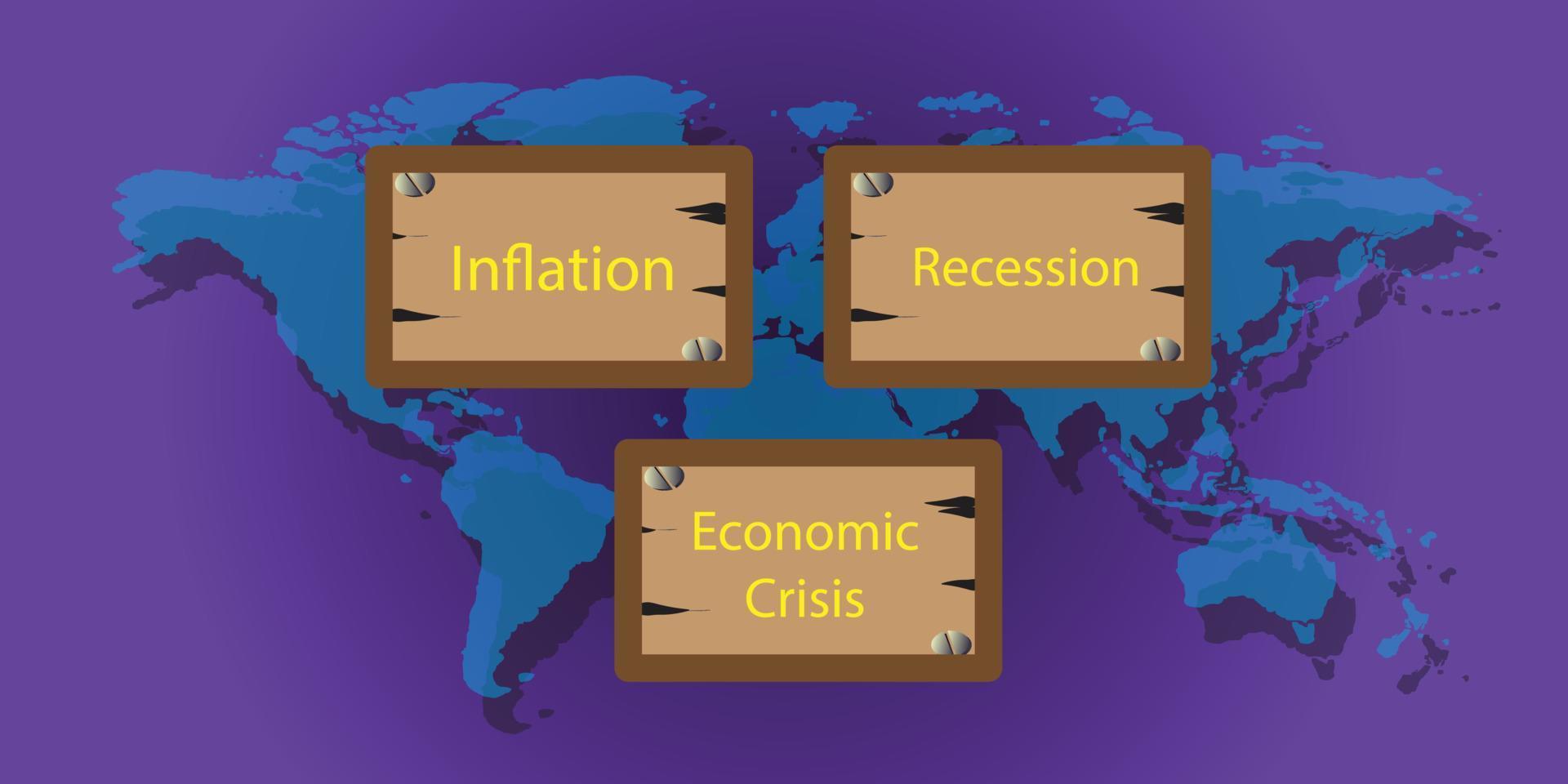 crisis económica mundial recesión inflación 2023 vector