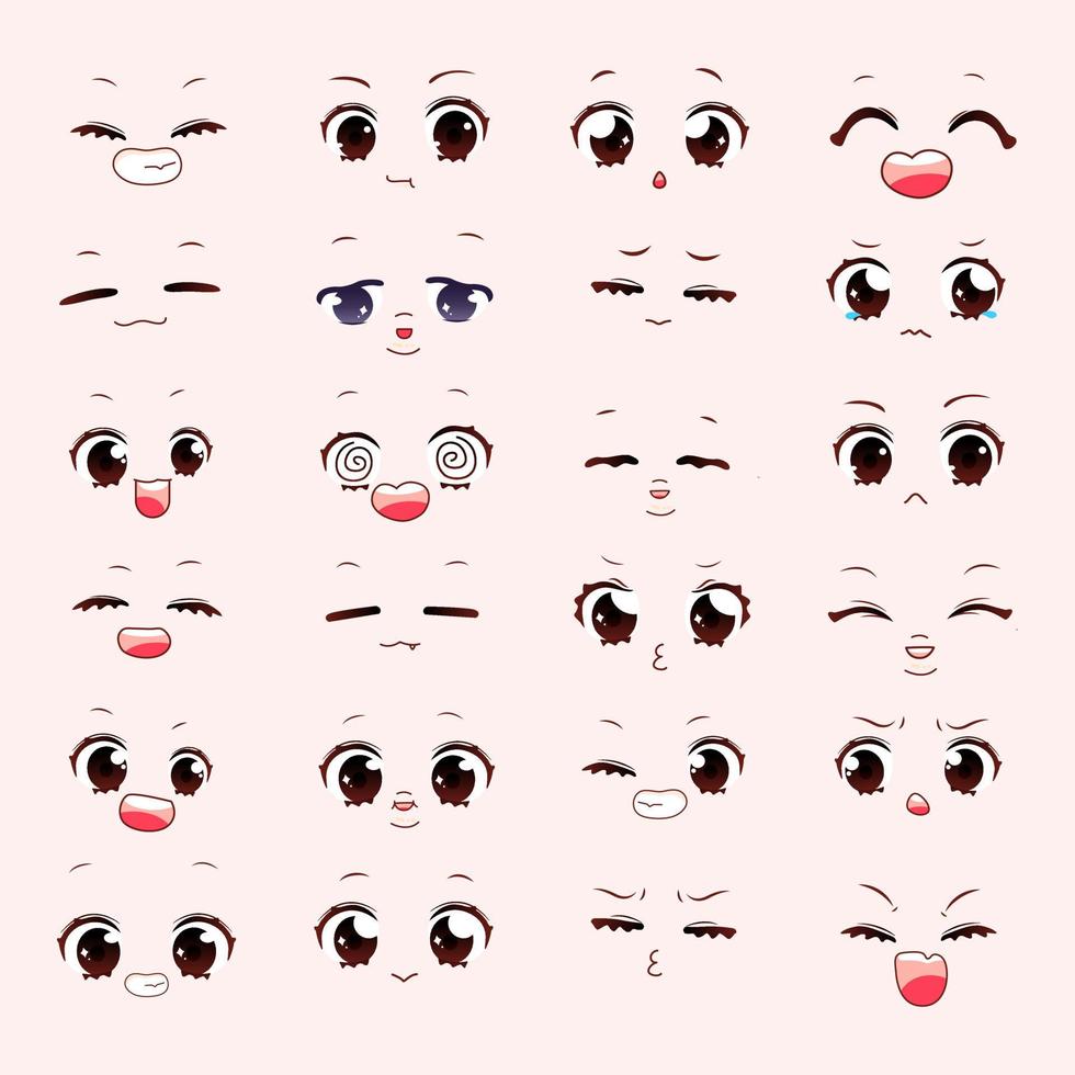 ilustración de dibujos animados de emoticon de expresión linda vector
