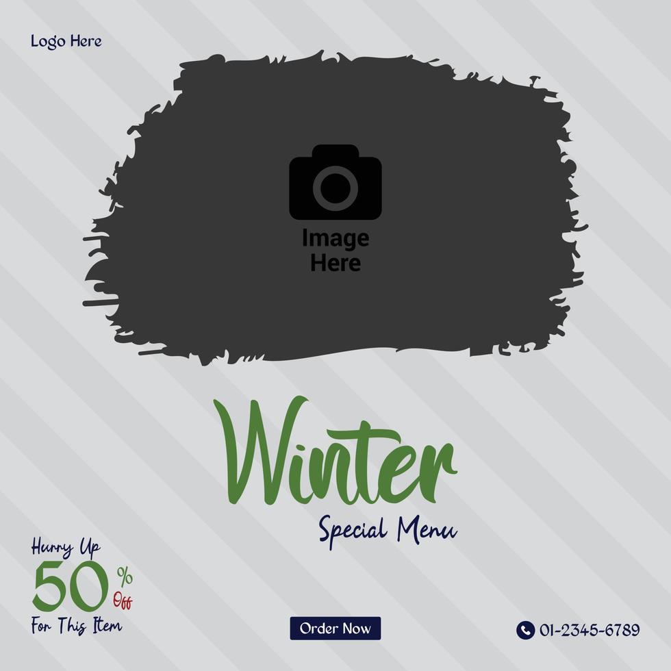 Social media food menu post template vector