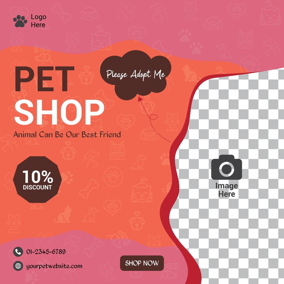 Social media pet shop post template vector