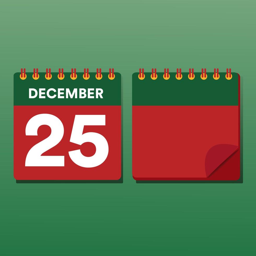 25 December Callendar Date Flat Design vector