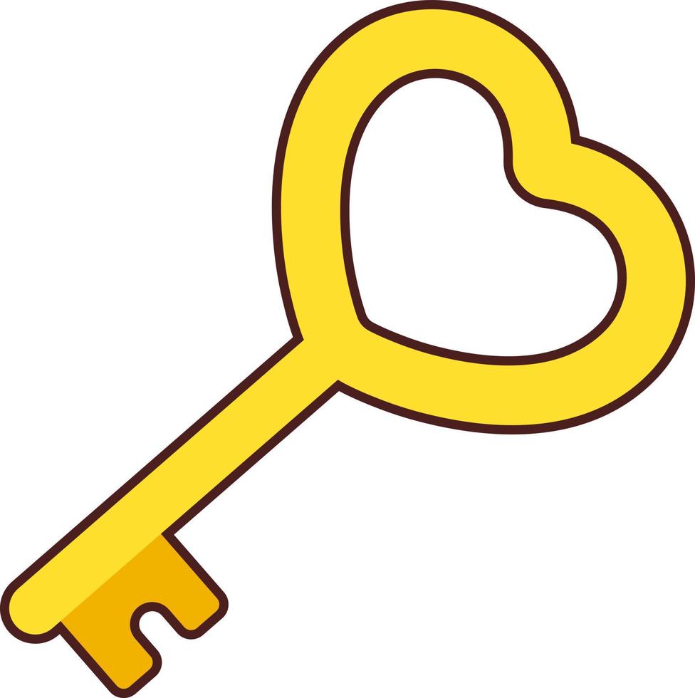 Yellow Key Heart shape vector
