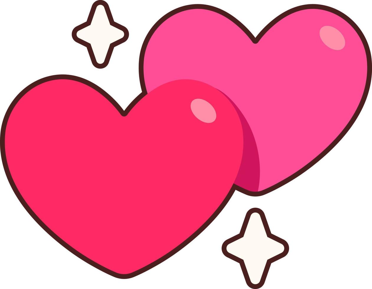 dos corazones con chispas vector