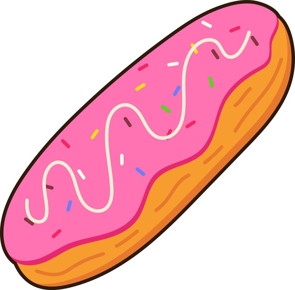 Strawberry Eclair Dessert Icon Element illustration Flat Sticker Black Style vector
