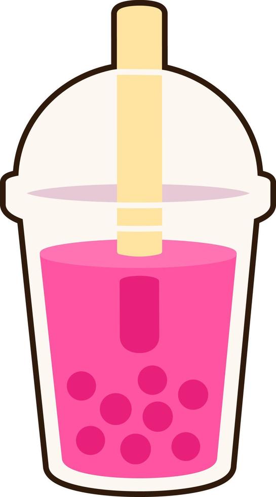 Bubble Milk Tea Dessert Icon Element illustration Flat Sticker Black Style vector