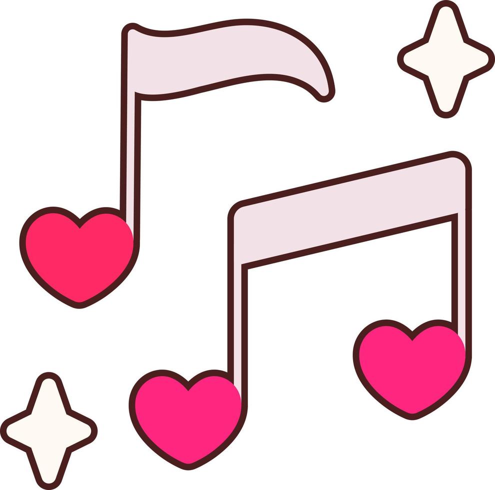 Two Music notes heart vector