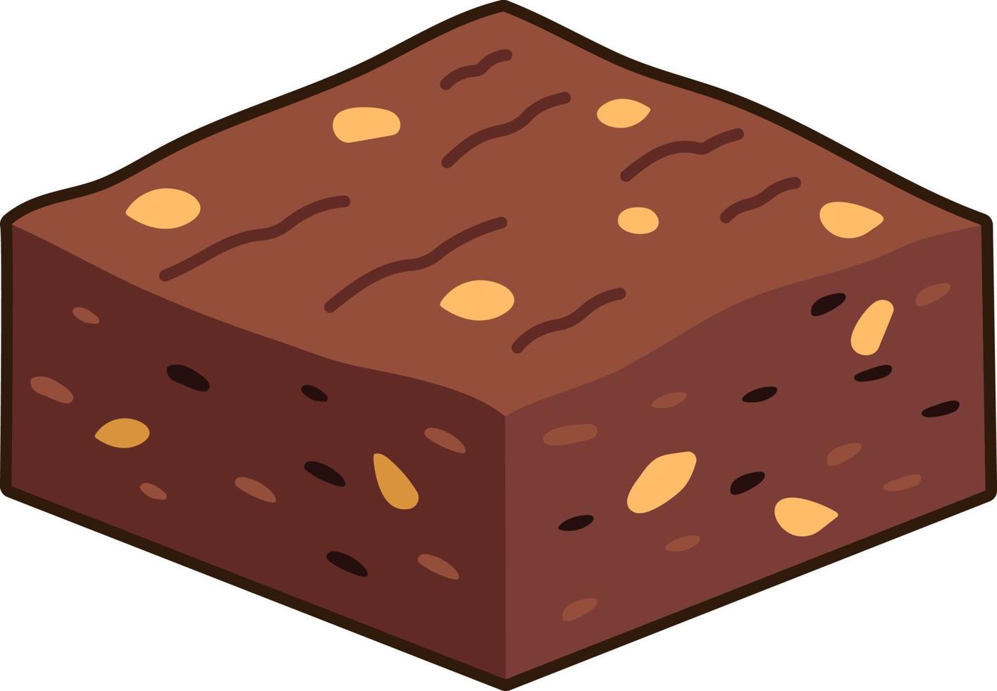 brownie pastel postre icono elemento ilustración pegatina plana estilo negro vector