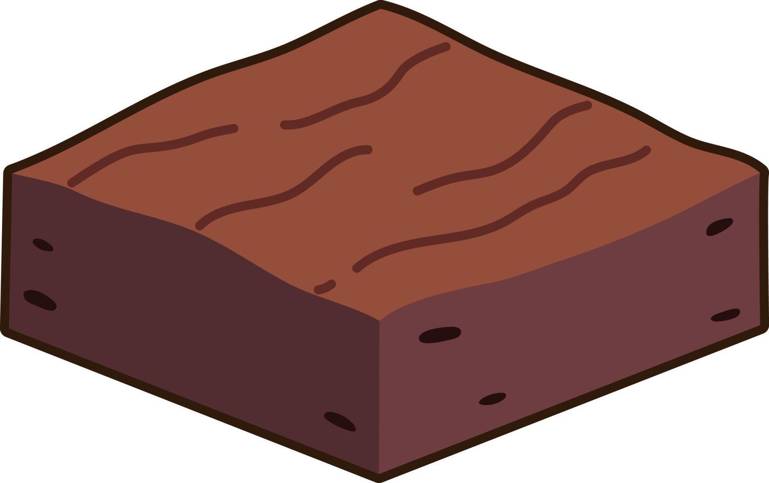 fudge brownie postre icono elemento ilustración pegatina plana estilo negro vector