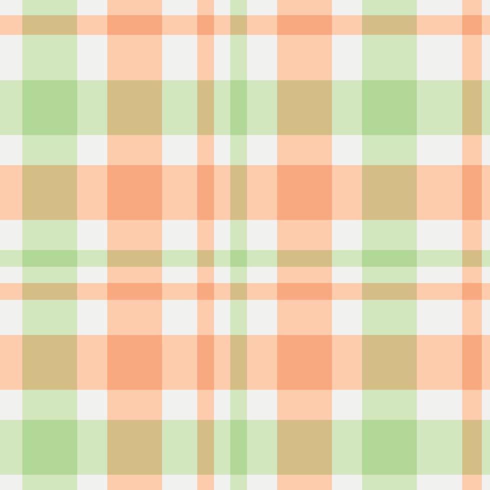Pastel Vector background of textile ornament. green and orange Plaid Pattern seamless pattern, tartan, wallpaper, gingham, check, abstract, tablecloth, blanket. Flat fabric design.