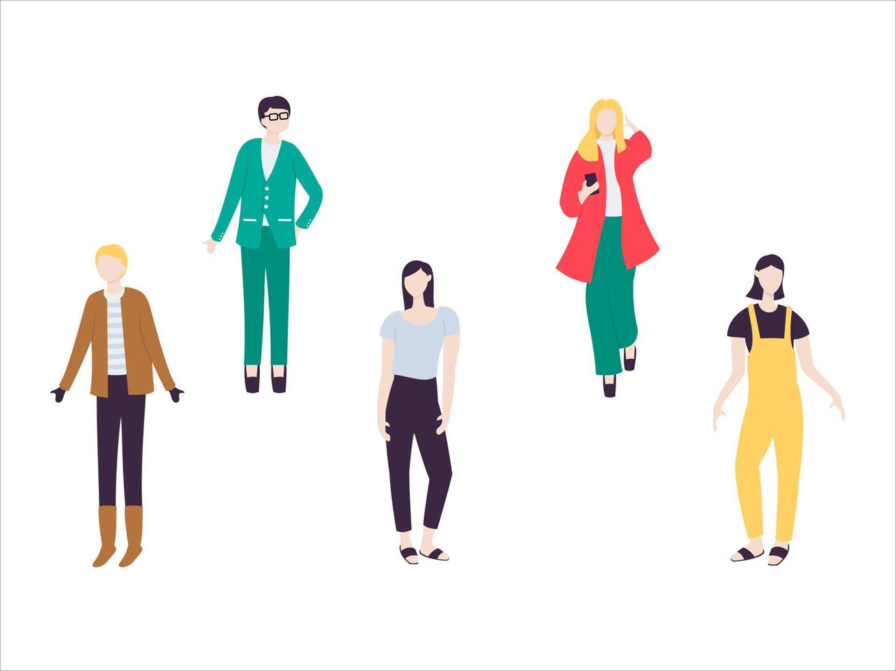 ilustración de personas con diferentes estilos de vestir vector