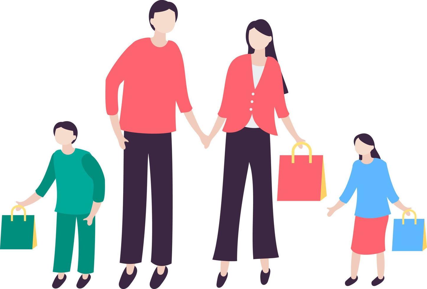 illustration of a family shopping together on christmas day vector