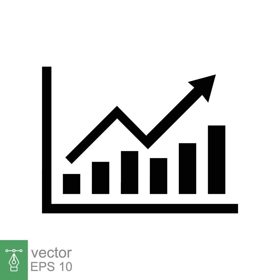 icono de gráfico creciente. crecimiento, aumento de ganancias, gráfico infográfico con flecha hacia arriba, concepto de negocio. estilo plano sencillo. ilustración vectorial aislado sobre fondo blanco. eps 10. vector